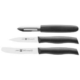 Набір ножів Zwilling Twin Grip, 3 предмети (овочечистка 6.5 см, шинкувальний ніж 9 см, універсальний ніж 12 см), пластикова ручка, чорний