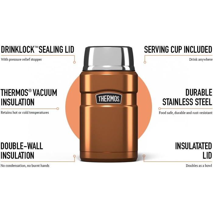 Термос з нержавіючої сталі, 710 мл, малинового кольору (мідний)