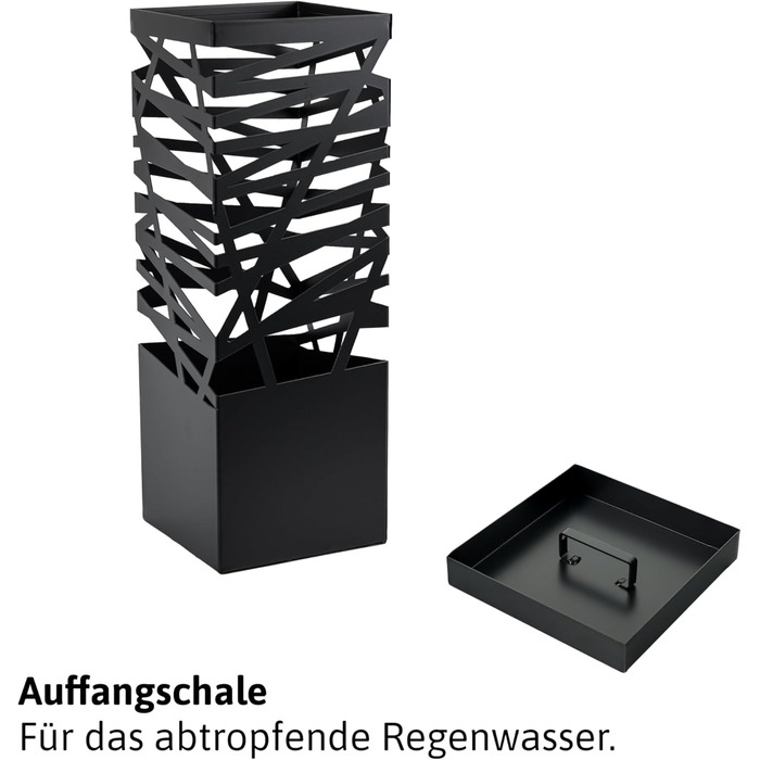 Dönges Maxi Metal Umbrella Stand with Drip Tray & Hooks - Space-Saving, Elegant Black - Ideal for Entryway & Foyer Decoration
