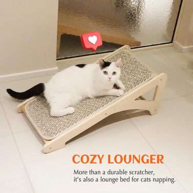 PETKARAY Драбина-кіготь для котів, L-подібна, 68 см, з сизалю, для стіни та кута, з котячою м'ятою та іграшкою-мишкою