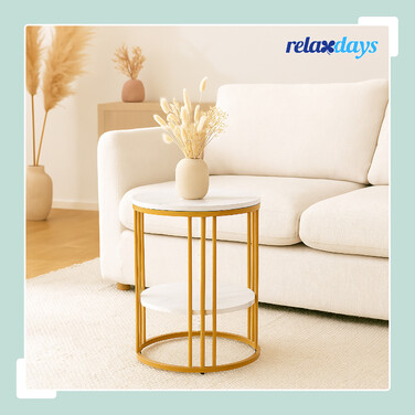 Relaxdays Side Table with Marble Look