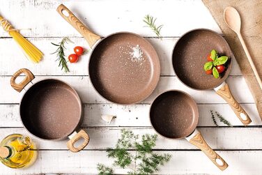 Набір сковорідок Excelsa Wood & Stone Set 3 шт. з антипригарним покриттям, алюміній, ковані