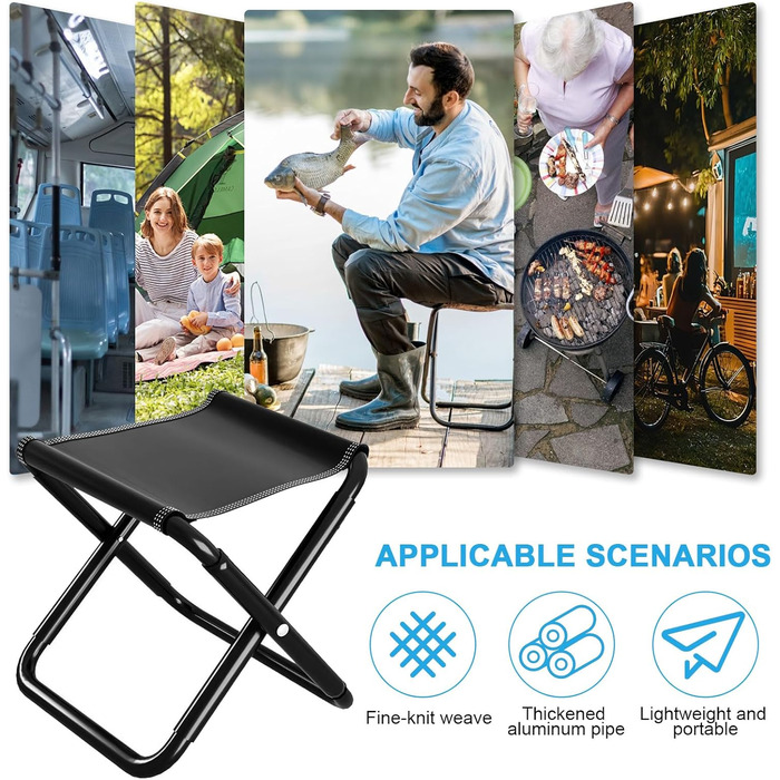 Складаний туристичний стільчик для кемпінгу, риболовлі та відпочинку на природі, 30см, 150 кг, з сумкою, посилений сталевий каркас