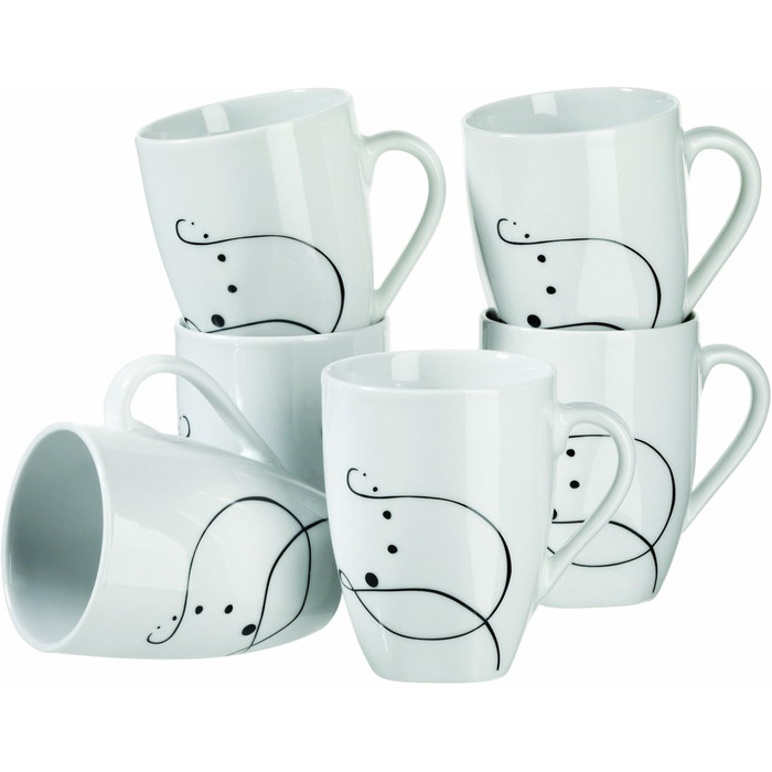 Набір посуду з порцеляни Maser Serie Chanson, 6 персон, білий, для дому та саду (6 чашок)