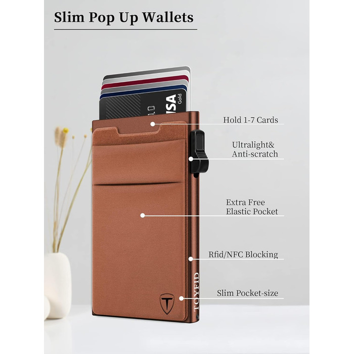 Гаманець-органайзер для карток RFID захистом, Pop-up, з відділенням для монет, коричневий (1 шт.)