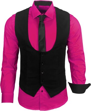 Чоловічий костюм-трійка Slim Fit: Жилет, піджак, краватка (Рожевий, Розмір S) - B-101