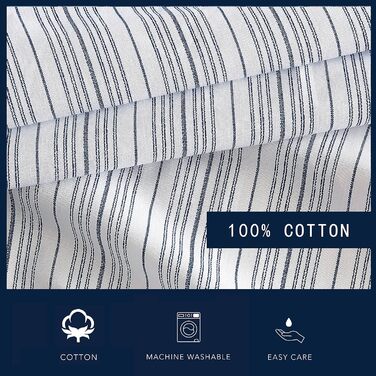 Nautica Standard Pillowcase Set, 2-Piece, Cotton Percale Bedding, Casual Home Decor (50.8 x 76.2 cm) (Beaux Stripe Blue)