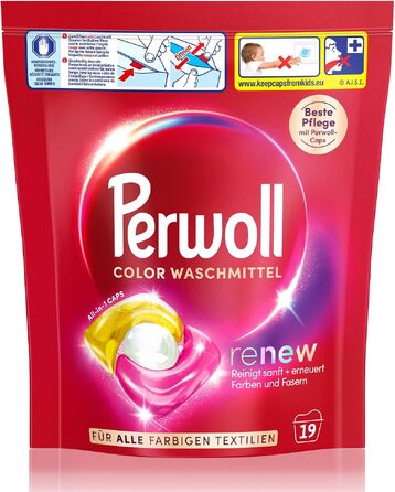 Капсули для прання кольорових речей Perwoll Renew Caps Color All-in-1, відновлення кольору та волокон, 80 прань (2 x 40 шт)