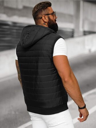 Чоловіча степкова жилетка OZONEEE з капюшоном, чорна, XL. Спортивна жилетка без рукавів для перехідного сезону, модель 777/892KA