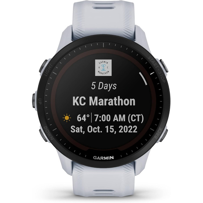 Garmin Forerunner 955 - GPS-годинник для триатлонів, бігу, з сонячною батареєю, білий