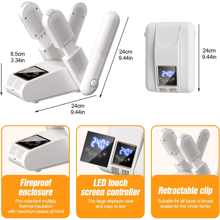 Електричний сушильник для взуття та рукавичок - швидке сушіння, підходить для взуття, рукавичок, шапок та лижних черевиків, білий