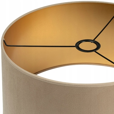 Підлогова торшерна лампа на дерев'яному тринозі (горіх) з велюровим абажуром бежево-золотистого кольору