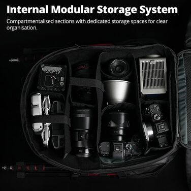 Чорний фоторюкзак AMBITFUL 25L+3L для DSLR/SLR/Mirrorless камер з відділенням для ноутбука та трипода (водонепроникний, ергономічний)