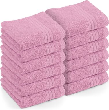 Набір розкішних махрових рушників для обличчя та тіла Utopia Towels, 100% бавовна, 30x30 см, м'які та гігроскопічні, колір Rose, 12 шт.