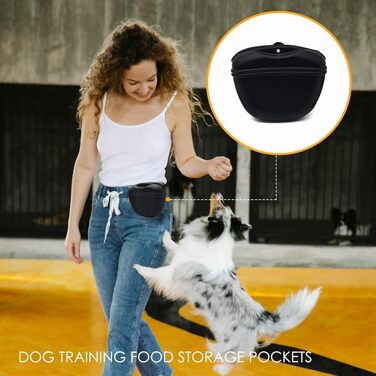 Силіконові мішечки для корму собак, з магнітною застібкою, для прогулянок та тренувань на вулиці (1 шт, чорний)