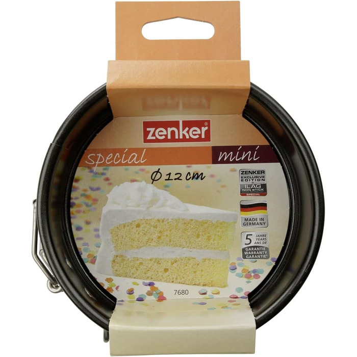 Форма для випічки Zenker Springform Ø 12 см MINI: кругла роз'ємна форма з антипригарним покриттям, сталь, чорна
