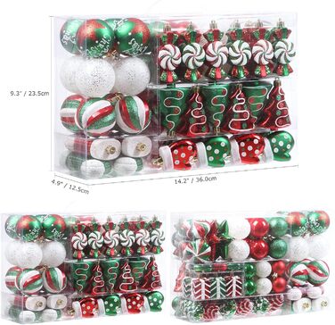 Набір ялинкових кулі Sea Team 77 шт., міцні, прикраси на ялинку, кулі-підвіски, з подарунковою упаковкою