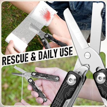 Інструмент BIBURY 10-в-1: мультитул з кліпсою, розрізачем ременя та биттям скла - чорний