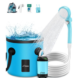 Портативна душова кабіна WADEO з акумулятором, насосом та баком 20л для кемпінгу, відпочинку, автомийки та т.д.