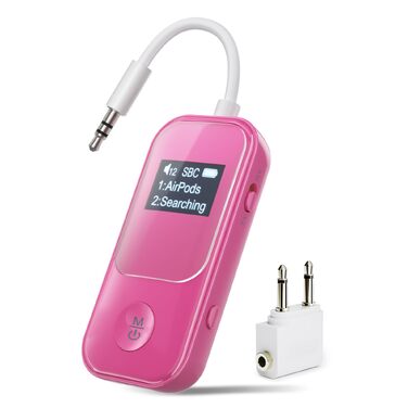 Bluetooth-адаптер Nulaxy BR08 (Трансмітер та Ресивер) з дисплеєм для навушників та AirPods, червоний