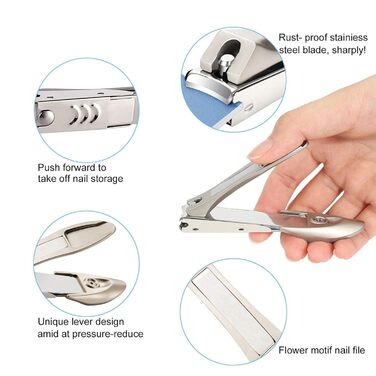 Набір професійних кусачок для нігтів Nagel з нержавіючої сталі для товстих нігтів та пальців, гострі ножиці для манікюру для літніх людей та чоловіків/жінок
