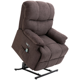 HOMCOM Massaging Chair with Stand-Up Assist, Electric Recliner with 8 Vibration Massage Points, Adjustable TV Chair, USB Interface, Velvet Dark Brown