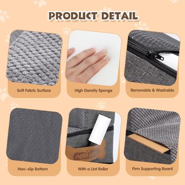 Східці для собак Nobleza: 3 сходинки для маленьких собак, котів, на ліжко, диван. З роликом для шерсті