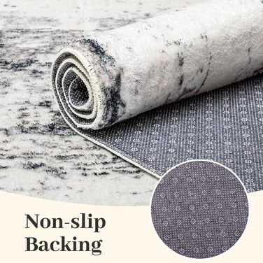 Килим для вітальні, спальні, їдальні: ковзний, м'який, коротковорсовий, абстрактний сірий килим (160 x 200 см)