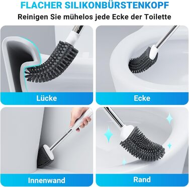 Набір щіток для унітазу Fowooyeen: силіконові, настінні, плоскі, з сердечком, елегантний дизайн, без свердління, 2 шт. (білий матовий)