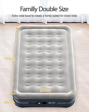 Надувний матрац iDOO з електричною помпою, самонадувний, 137x193x46 см, для дому та кемпінгу