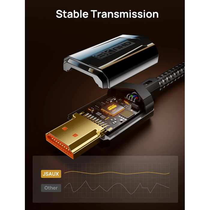 Кабель HDMI 2.1 JSAUX 8K Ultra High Speed (5м, 2 шт.) - 8K@60Hz, 4K@120Hz, eARC, HDR10, HDCP 2.2/2.3, для PS5/PS4/X-Box/UHDTV