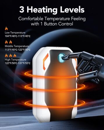 Електричні грілки для рук PHEJIE, 2 шт. - 3 режими нагріву, портативні, для активного відпочинку, кемпінгу, гольфу, подарунок для жінок та чоловіків (чорний/білий)