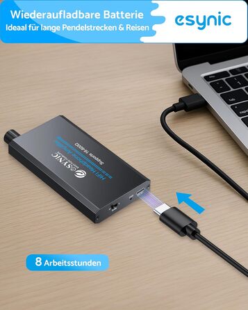 eSynic Підсилювач для навушників HiFi – портативний, з акумулятором 1000mAh, для MP3/MP4/Smartphone/PC, 16-600 Ом, 3.5mm AUX, алюмінієвий корпус