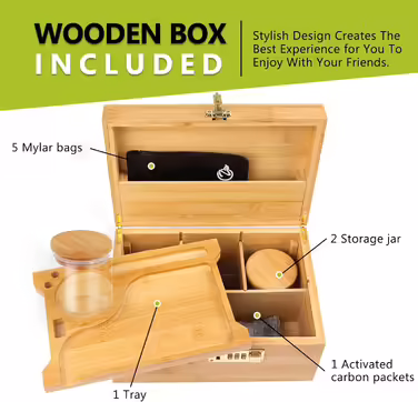 OZCHIN Large Bamboo Box with Number Lock - Decorative Storage Box for Home, Great Gift Choice, Tray, Reclosable