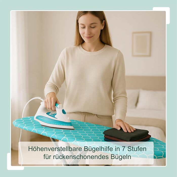 Прасувальна дошка Relaxdays для парових прасок, 122 x 39,5 см, регульована по висоті, складана, з підставкою, бірюзовий/сріблястий