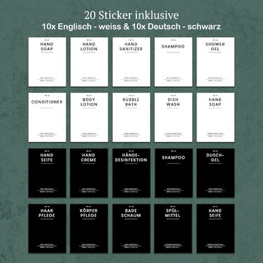 MONOKO Набір з 4 дозатори для мила, 500 мл, чорний, пластик, для душу та миття рук