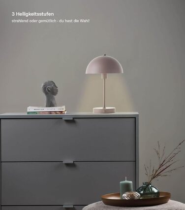 LED настільна лампа Mokebo® 'Leuchtturm' – бездротова, акумуляторна, диммер, USB-C, ретро, металева, тепле світло (Taupe)