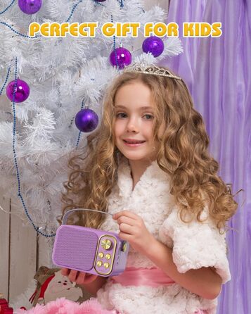 Караоке машина з 2 мікрофонами, портативна Bluetooth колонка для дітей та дорослих, 7 голосових ефектів, ідеальна для вечірок та днів народження (фіолетовий)
