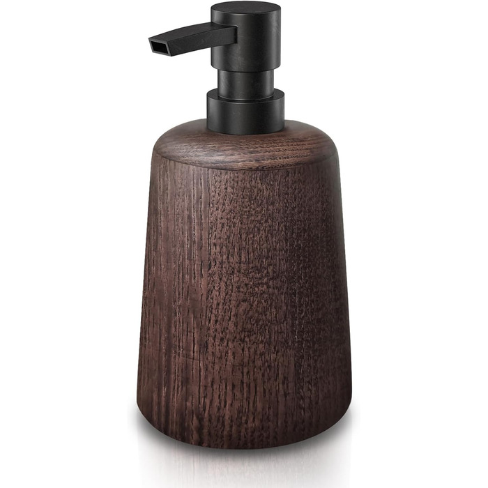 Дозатор для мила ручної роботи з темного дерева, пластиковий насос, елемент декору ванної кімнати, багаторазовий дозатор, пляшка для душу, неслизьке дно, довговічний та стильний