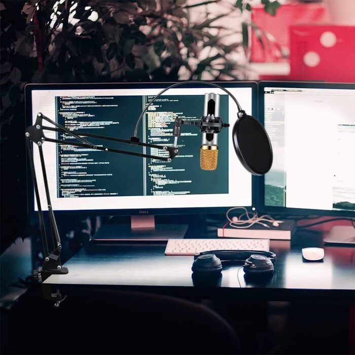 Регульований мікрофонний стійка HAUEA для студії, радіомовлення та телебачення, сумісний з Blue Yeti