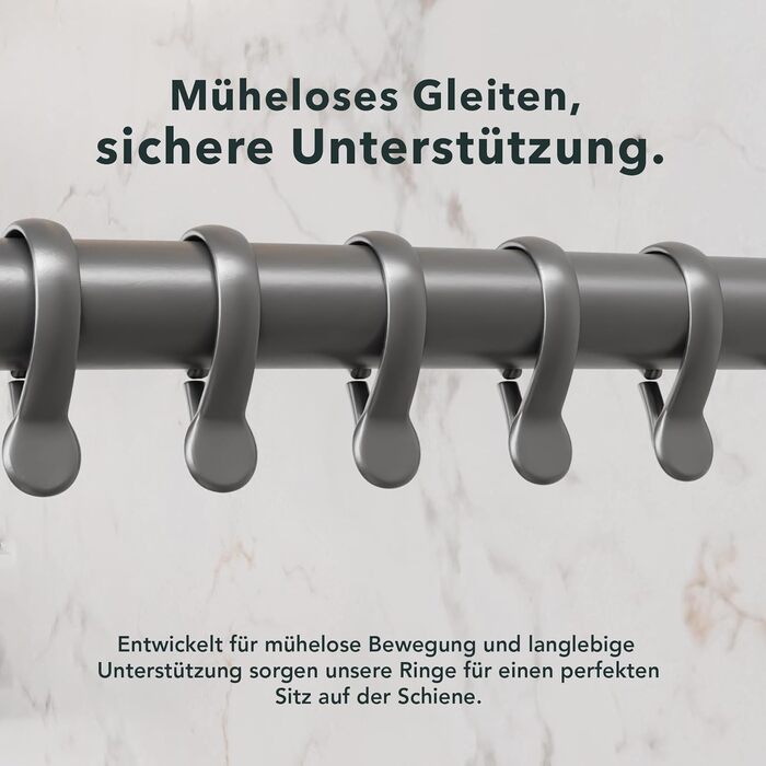 Штанга для душу Ericha L-подібної та U-подібної форми - 4-в-1 для ванни/душу - сталева з порошковим покриттям (сірий глянцевий)