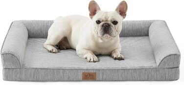 Ортопедичне ліжко для собак середнього розміру COZY KISS з знімним, пральним чохлом. Підтримує хребет, водонепроникні бортики та протиковзна основа. Розмір: 91x69x16 см, колір: сріблясто-сірий
