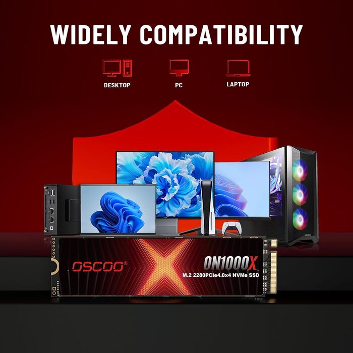 SSD NVMe 1TB PCIe Gen4.0 - 7400 MB/s - 2280 - для ПК, ноутбуків, ігор, AI