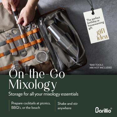 Набір бармена Barillio 17 предметів з кейсом з вощеного канвасу, професійний барний аксесуар для дому та кафе