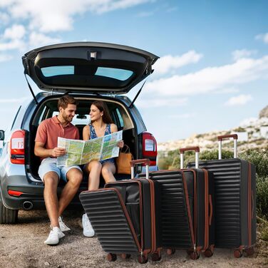 Набір валіз Merax TSA-Schloß: M, L, XL. Чорний. З телескопічним ручками та 4 колесами. PP-матеріал.