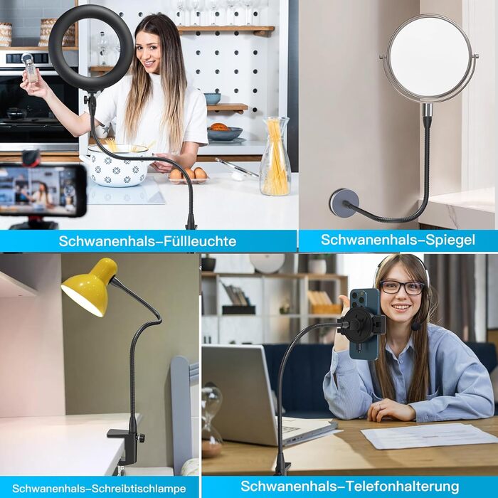 Кріплення для мікрофону Zealsound – регульований штатив-«лебідь» з кріпленням, адаптер 3/8' на 5/8', міцна клямка для столу, сумісний з Blue Snowball, Ice, Spark, SoloCast, 33 см (T19-19 см, лише кріплення)