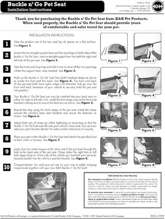 Автомобільний автокрісло для собак K&H Pet Products Buckle N' Go, сірий, середній, 53 x 33 x 48 см, водонепроникний, з ременями безпеки