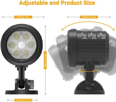 ASOFTY Motion Sensor Outdoor Battery Spotlight with Remote Control, 6 LED Wireless Battery-Powered 1000LM Spot Lamps, IP65 Waterproof Security Lamps for Garden, Garage, Indoor & Outdoor (Black)
