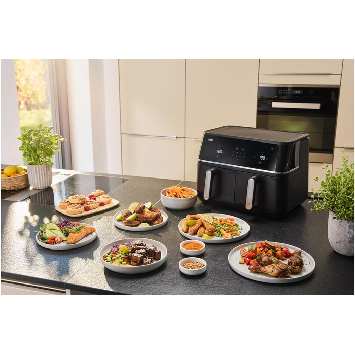 Фритюрниця електрична Braun TwinCook 3 TD3030IBK 10л (8л + 2л) з двома камерами, 8 програм, чорна, без PFAS