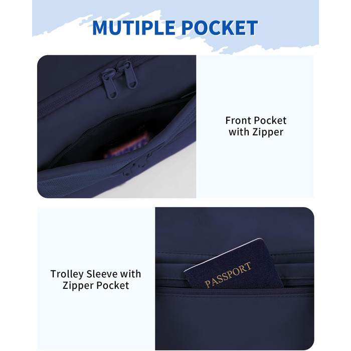 Спортивна сумка Wandf для ручної поклажі в літак (45x36x20 см) з відділенням для взуття та мокрих речей, для подорожей, спортзалу (блакитна)